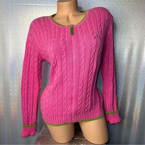 Lily Pulitzer sweater cable knit vintage white label 80s/90s watermelon pink ✨
